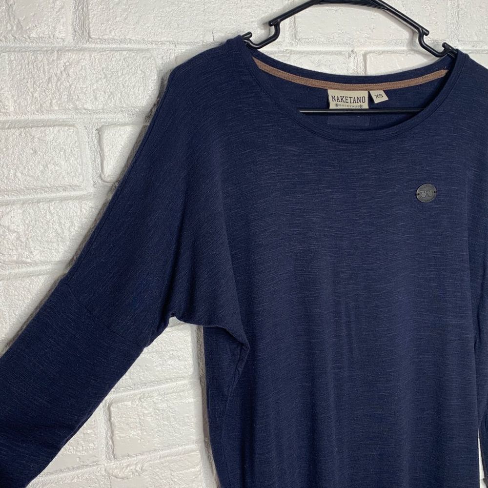 Naketano Drop Shoulder Blue Long Sleeve Top size XS - Picture 3 of 8